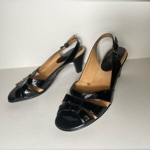 Softspots~Neima~Patent Leather~Peep Toe~Slingback~Kitten Heel~Sandals~Size 7W